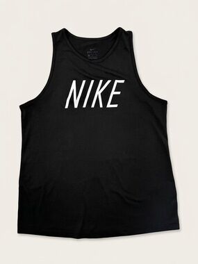 Women’s Nike Dri-Fit Black Sleeveless Fitness Tank Top White Logo Size Small